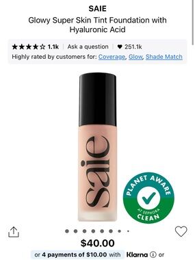 BNIB Saie Glowy Super Skin Tint Foundation — 3